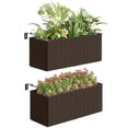 thumbnail image 1 of Outsunny 2 Pack 20 Inch Railing Planter Box, Hanging Flower Pots, Brown, 1 of 10