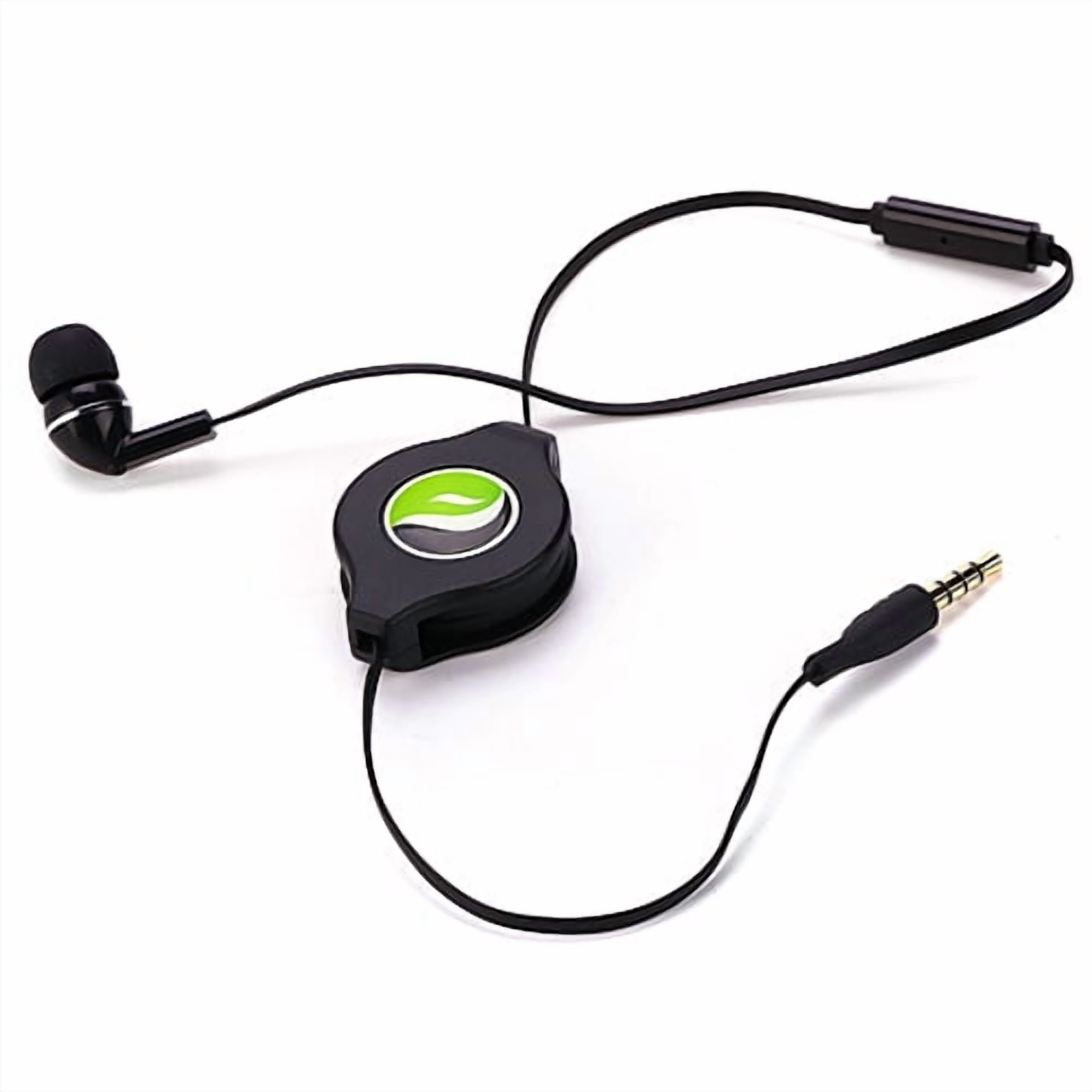 Retractable Mono Earphone for Motorola Moto Tab G62/Tab G70 - Headphone 3.5mm w Mic Headset Handsfree Earbud Earpiece Microphone