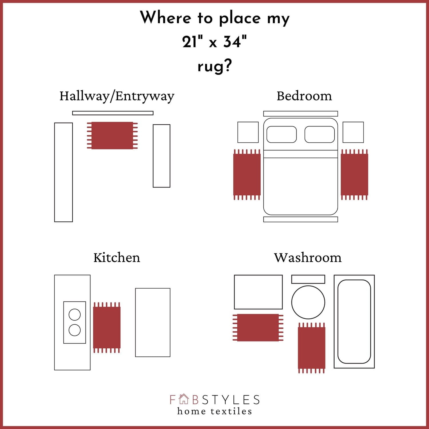 Fabstyles Herringbone Cotton Flat Weave Area Rug for Living Room, Hallway, Patio