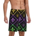 thumbnail image 2 of Naloa Mardi Gra Geometric Men's Short Pajama Pants, Lounge Comfort Shorts with Elasticized Waistband and Side Pockets - X-Large, 2 of 9