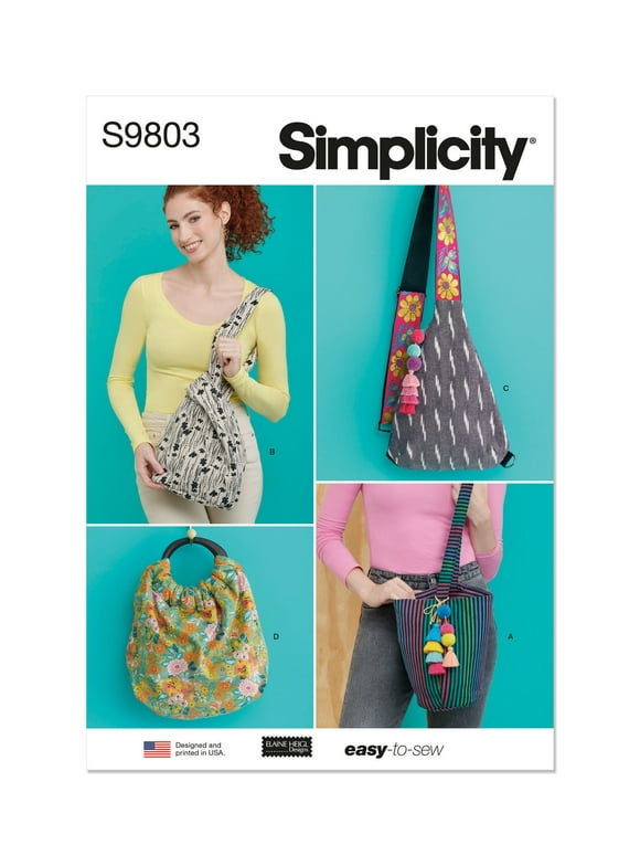 Simplicity Sewing Pattern 9803 - Bags in Four Styles by Elaine Heigl Designs, Size: OS (One Size)