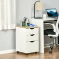 thumbnail image 2 of HOMCOM 3-Drawer Storage Cabinet with Wheels for Home Office, White and Natural, 2 of 10