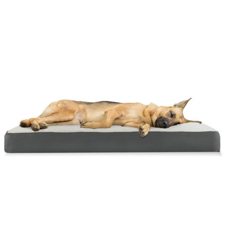 UPC: 0842229122046 | FurHaven Pet Products Faux Sheepskin & Suede Memory Foam Deluxe Pet Bed for Dogs & Cats – Gray Jumbo