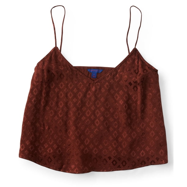 Aeropostale Mujeres Jacquard Cami Tank Top, Marrón, Mediano