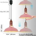 thumbnail image 4 of FSLiving Adjustable Height J Type Track Lighting Macaron Pink Shade Burly Wood Lamp Vintage Stytle, Smart Edison Bulbs, 2200K-6500K Track Mount Pendant Light Decorate for Dinning Table Top 4 Ft, 4 of 9