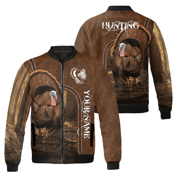 Custom Turkey Hunting Bomber Jacket - Personalized Camo Design, Outdoor Hunting Apparel - Thanksgiving Day, Hunters Gift Jacket