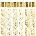 thumbnail image 1 of Cinta decorativa MEEDEE dorada con alambre, 6 rollos de 2.5" x 18 pies, 1 of 9