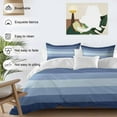 thumbnail image 3 of Navy Blue Bedding Duvet Cover Set Queen Size 4 Pieces Ombre Stripe Soft Twill Plush Quilt Cover, Include 1 Duvet Cover 1 Flat Sheet And 2 Pillow, 3 of 7