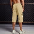 thumbnail image 4 of VV AVEORS Men'S Cargo Shorts Below Knee Lightweight Drawstring Waist Long Shorts Work Pants Multi Pockets Capri Hiking Pants Khaki 3XL, 4 of 4
