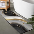 thumbnail image 2 of Black White Gold Marble Wave Dot Pattern Bathroom Rugs Mat,Non Slip Microfiber Bathroom Rug,Rubber Backing,Soft Bathroom Mats for Bathroom Floor,Tub and Shower,47x17in(120x43cm), 2 of 5