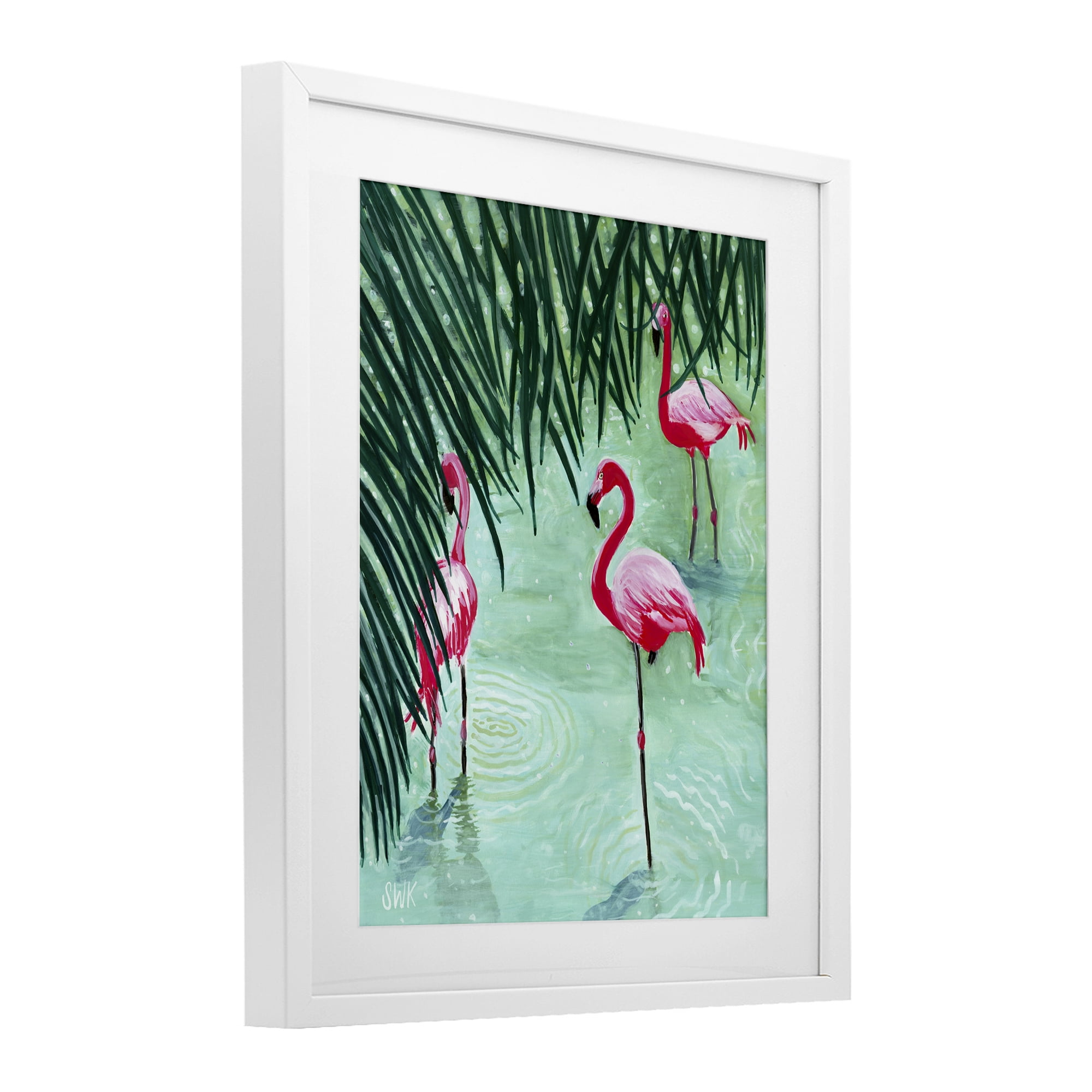 Stupell Industries Shallow Flamingo Pond White Framed Print Under Glass, design by Sarah Waldron Kimball