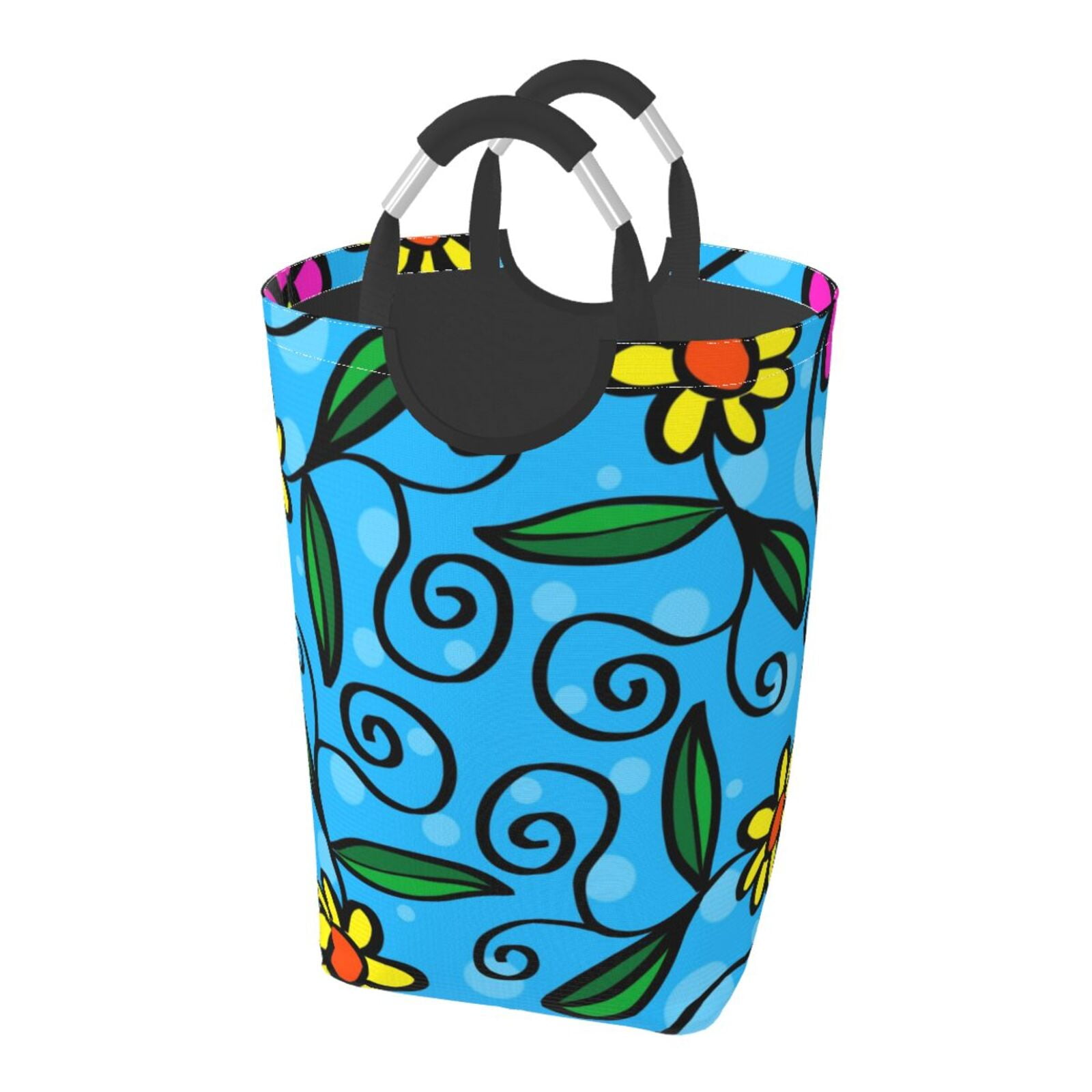 Laundry Hampers, Blue Daisy Flowers Pattern Foldable Laundry Hamper