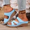 thumbnail image 4 of Busydd Slides for Women Comfortable Hook-and-Loop Strap Slip on Beach Sandals Casual Summer Open Toe Wedge Sandals 43, 4 of 9