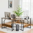 thumbnail image 4 of Gymax 88.5'' L Shaped Reversible Computer Desk 2 Person Long Table Monitor Stand Rustic, 4 of 10