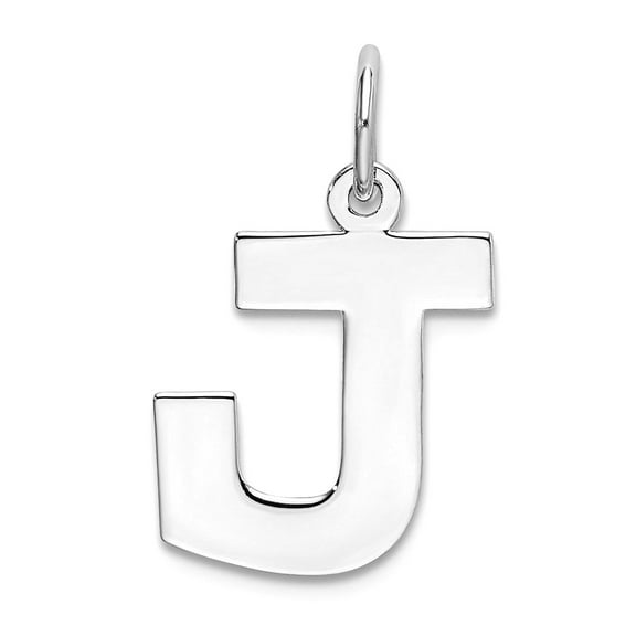 925 Sterling Silver Solid Polished Medium Block Intial J Charm 19x12mm Wide Pendant Necklace for Women
