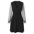 thumbnail image 6 of Women's Shiny Mesh Bodycon Dress - Long Sleeve, V Neck, Slim Fit - Black Polyester Mini Dress for Parties - US/UK/EU Sizes S-XL, 6 of 7