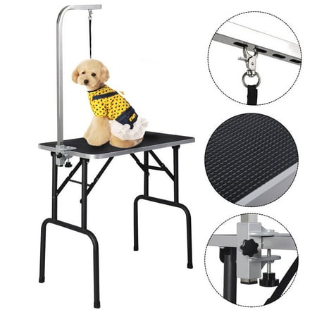 Costway 32'' Adjustable Pet Dog Cat Grooming Table Top Foam W/arm&noose Rubber (Best Pet Grooming Table)