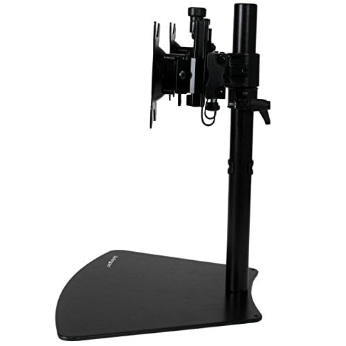 StarTech.com Dual Monitor Stand - Horizontal - For up to 24" VESA Monitors - Black - Adjustable Computer Monitor Stand - Steel & Aluminum