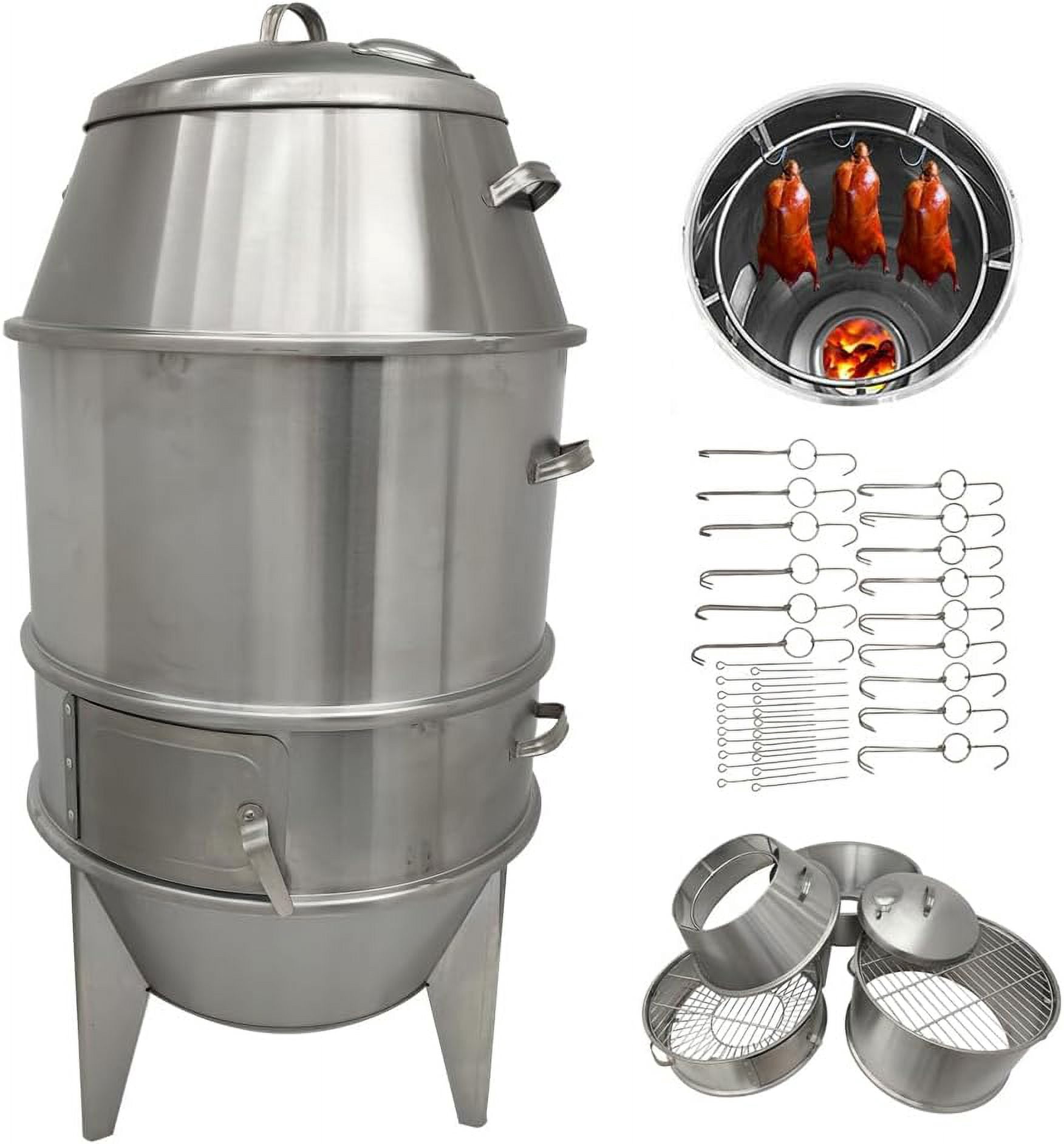 EQCOTWEA Charcoal Roast Duck Oven Barbecue Roaster Grill Oven Stainless Steel 23.6" Dia.