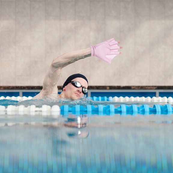 Raindrops Swimming Pool Gloves Pink 1 Pair Silicone 7.9x7.9in