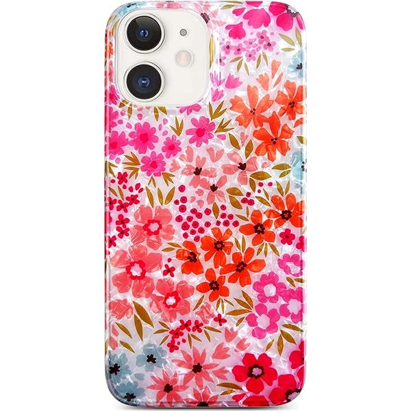 wonima11 Qokey Compatible for iPhone 11 Case 6.1 inch,Cute Flower Design for Women Shell Pattern Sparkle Crystal Translucent Soft Fit TPU Phone Cover, Clear Pink Floral