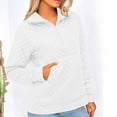thumbnail image 5 of Generic Women's Fall Quilted Sweatshirt Casual Quarter Zip Collared Long Sleeve V Neck Pullover Tops, 5 of 6