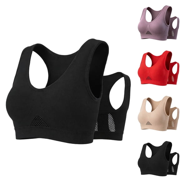 Sentmoon Woman Bras High Impact Sports Bras for Women Seamless Sports Bra Wirefree Removable Pads Breathable Soft Stretch Comfort Medium Support Solid Color Yoga Pilates Gym Bralette for Training