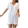 thumbnail image 3 of Plebaso Womens Soft Pajama Tops Loose V Neck Short Sleeve Shirts Causal Summer Sleep T-Shirts for Women, 3 of 4