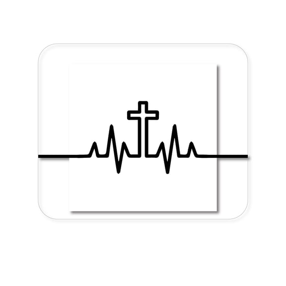 DistinctInk Mouse Pad - 1/4" Foam Rubber - Heartbeat Cross Sinus Rhythm