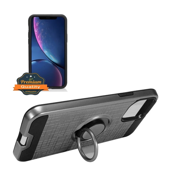 Apple iPhone 11 PRO Phone Case with Ring Holder Kickstand, 360° Rotatable Ring Stand Fit Magnetic Car Mount Dual Layer Hybrid TPU Rubber Rugged Hard Protective Cover GRAY for Apple iPhone 11 Pro