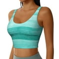 thumbnail image 2 of Fotbe Teal Turquoise Pattern Womens' Sports Bra Longline Wirefree Padded with Medium Support Sports Moisture-Wicking Workou Vest,Tank Top-, 2 of 7