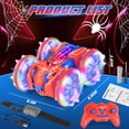 thumbnail image 2 of Huge Wave Amphibious Remote Control Cars for Boys, 2.4GHz Gesture RC Spider Boat, 4WD Double Sided Stunt Car with LED Lights, Christmas Toys Gift Aged 6-12 for Kids, 2 of 7