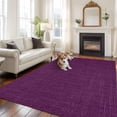 thumbnail image 3 of Purple Burlap Texture Large Area Rugs for Bedroom Living Room, Soft Non Slip Carpet Bedside Rug, Farmhouse Vintage Purple Rectangular Floor Cover Kitchen Accent Rug 5'x8' for Dining Room/Office, 3 of 9