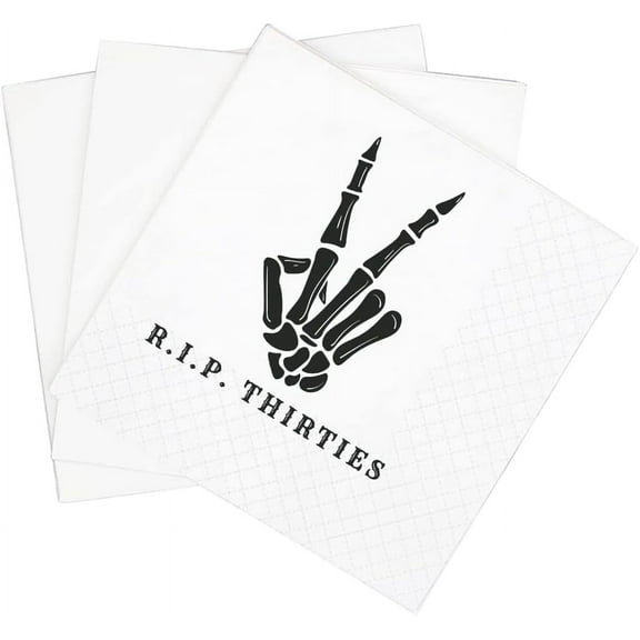 RIP Thirtis Cocktail Napkins, 100 Pack Dath to My 30s Dirty 40 Birthday Papr Bvrag Napkins in Bulk for 40th | 2-Ply, 5x5" (RIP Napkins)