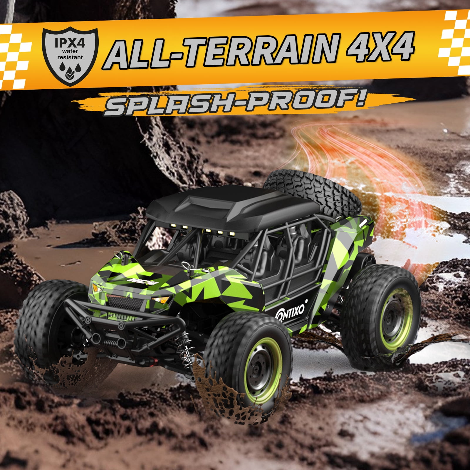Contixo HC4 Off-Road UTV RC Car, 1:16 Scale Remote Control Cars with 4WD for Kids and Adults, Green
