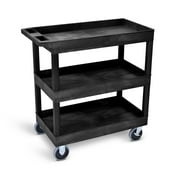 Luxor 18" x 32" Three Shelf Heavy Duty Tub Utility Cart - Black