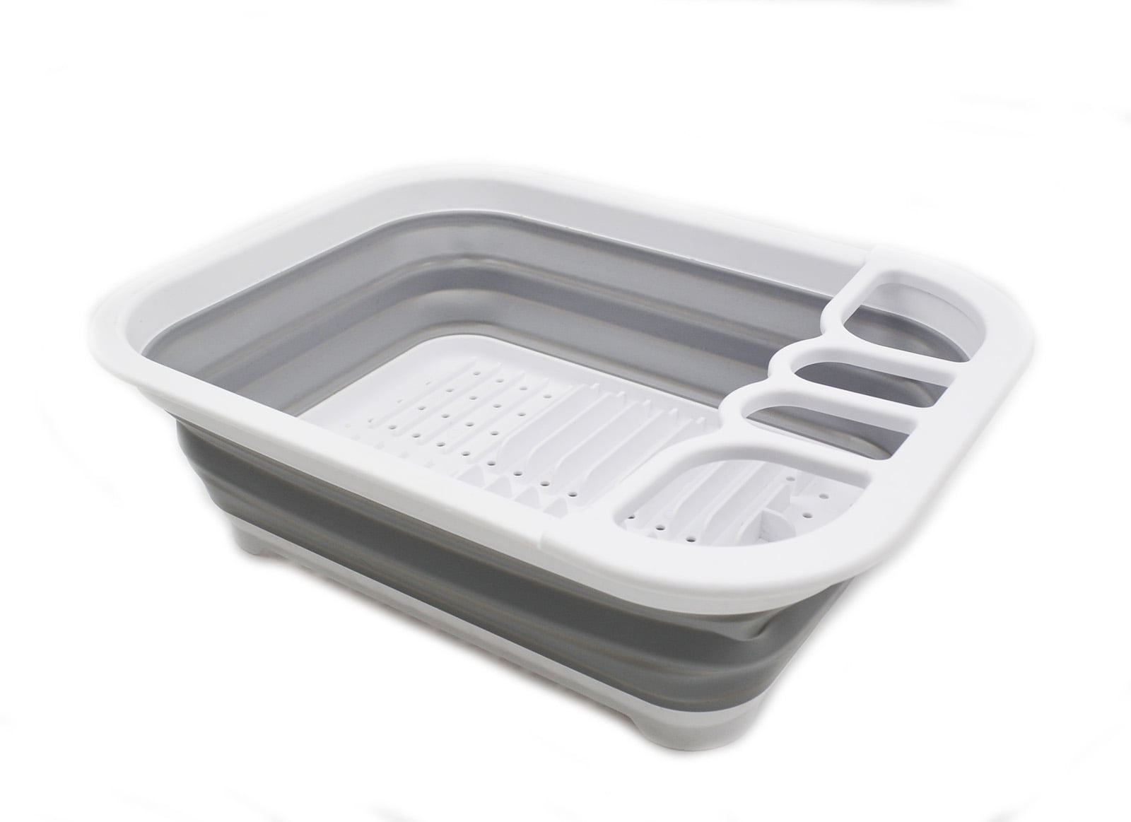 SAMMART Collapsible Dish Drainer - Foldable Drying Rack Set - Portable Dinnerware Organizer - Space Saving