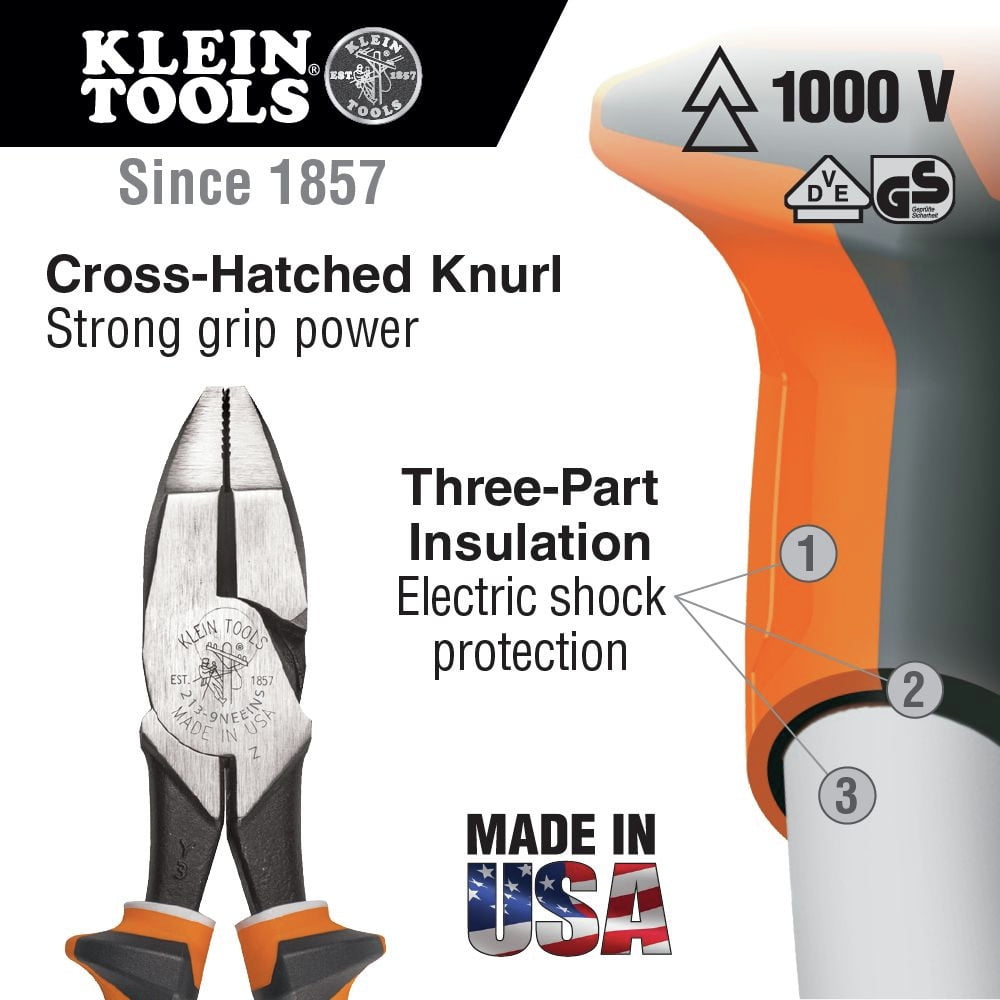 Klein Tools 9In Side Cutting Pliers Slim Handle