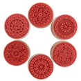 thumbnail image 1 of CPDD 6 Pcs Motif Floral Tampon en Bois Rond pour Scrapbooking Floral, 1 of 8