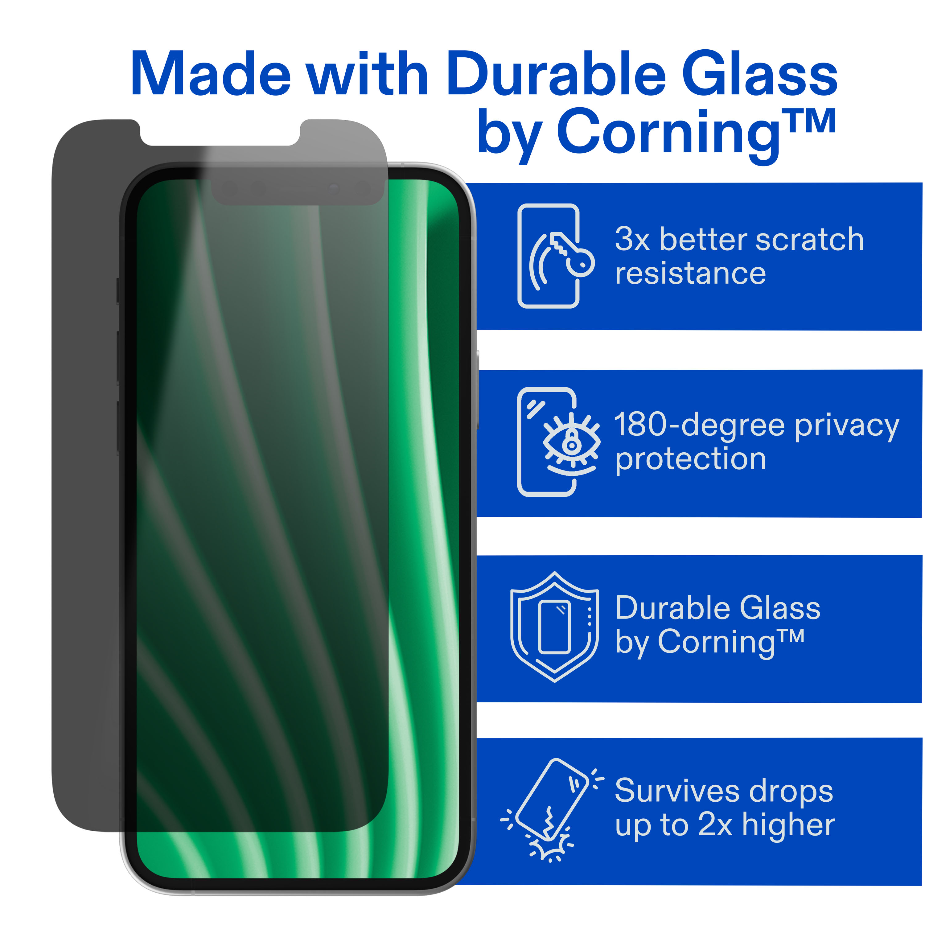 onn Privacy Glass Screen Protector for iPhone 12/12 Pro photo 4