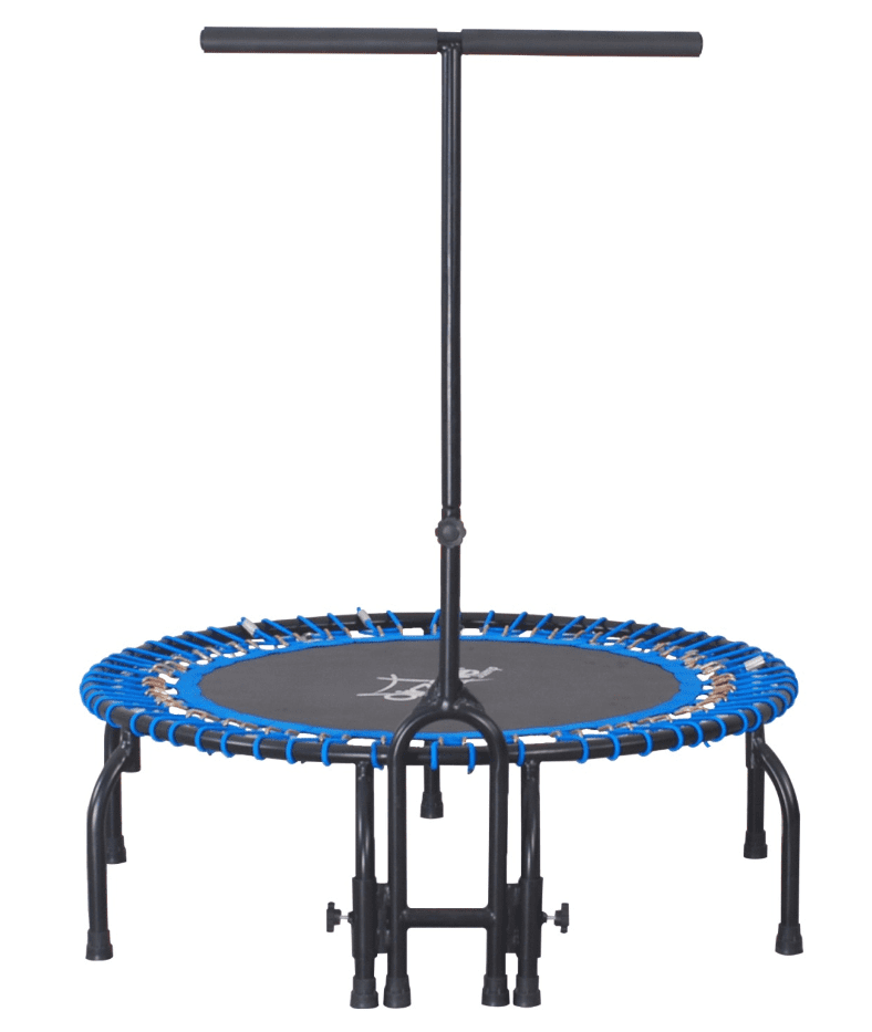 Safly Zone Mini Trampoline for Kids Adults with Adjustable Handle Bar 50in Fitness Indoor Rebounder Trainer Long Lasting Superior Bungee Cords 