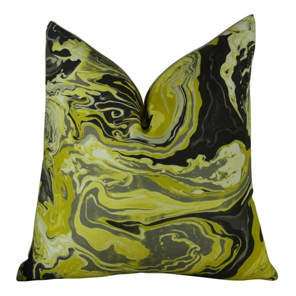 Plutus Medici Marble Ink Handmade Throw Pillow, (Double sided 12" x 20")