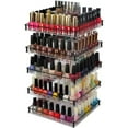 thumbnail image 1 of LMHF Nail Polish Organizer, 5 Tier Acrylic 360 Rotating Display Rack Stand Makeup Cosmetics Storage Box Carousel Shelf with Black Iron Guard, Hold Up to 310 – MK302-5, 1 of 5