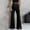 Black, variant on QUINDOS Womens Pants Casual Flare Leg Full Length High Waisted Pants Drawstring Side Split Relaxed Fit Trousers
