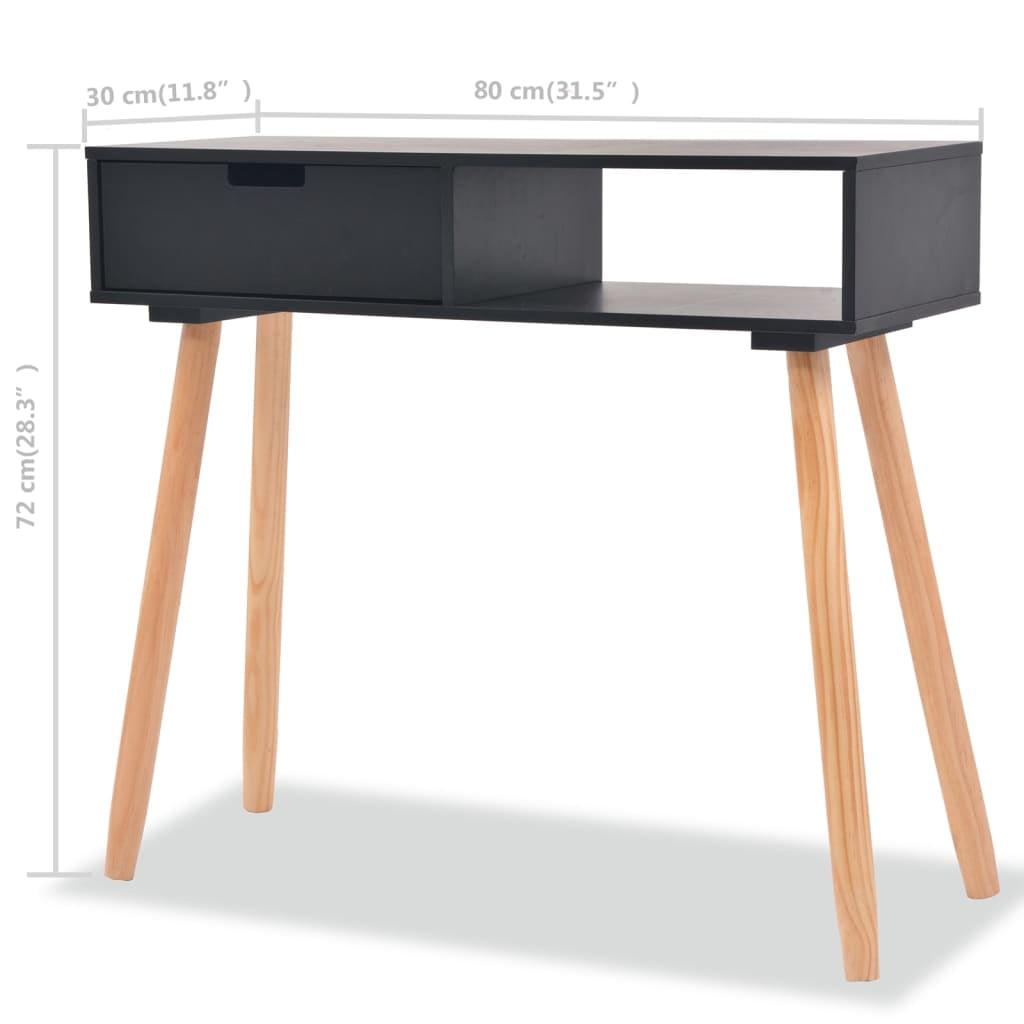 Kepooman Solid Pinewood Side End Tables for Home Office, Black Kepooman Solid Pinewood Side End Tables for Home Office, Black