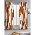 thumbnail image 2 of Burnt Orange White Moire Sheer Curtains 84 Inch Length 2 Panels Set for Living Room/Bedroom, Modern Abstract Art Kitchen Curtains Grommet Semi-Sheer Curtains Drapes Voile Window Treatments 52"x84"x2, 2 of 7