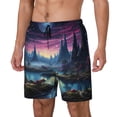 thumbnail image 1 of Balery Fantasy Landscape Starry Night Bañador para hombre, shorts de playa de secado rápido con entrepierna y forro de compresión-Small, 1 of 6