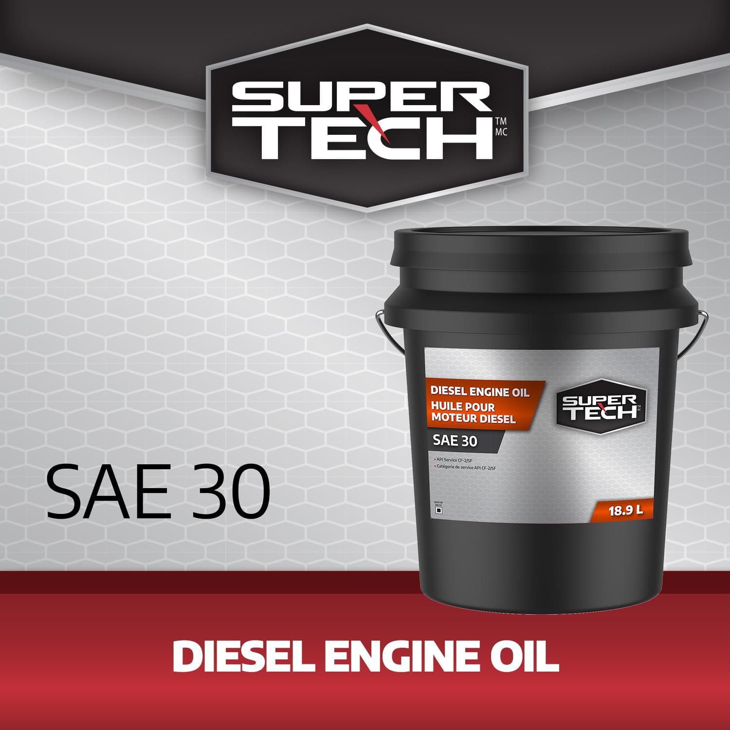 SuperTech Diesel Engine Oil SAE 30 18.9L Pail, Good anti-rust, anti-wear and lubricity