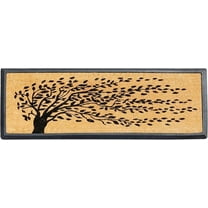A1HC Rubber and Coir Thick Durable Doormat Molded 'Falling Leaves' Double Door Mat for Outdoor Entrance Mats - 18" X 48"