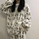 thumbnail image 1 of Conjunto de pijama de dibujos animados para mujer, ropa de dormir con Tops de manga larga y pantalones, traje de 2 piezas grueso para mantener el calor, otoño e invierno, 2022, 1 of 4